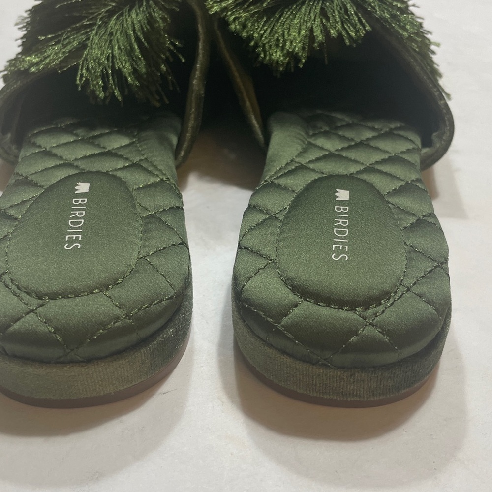 Birdies Green Velvet Songbird Pom Pom Slide Mules in size 5.5 - Picture 8 of 9